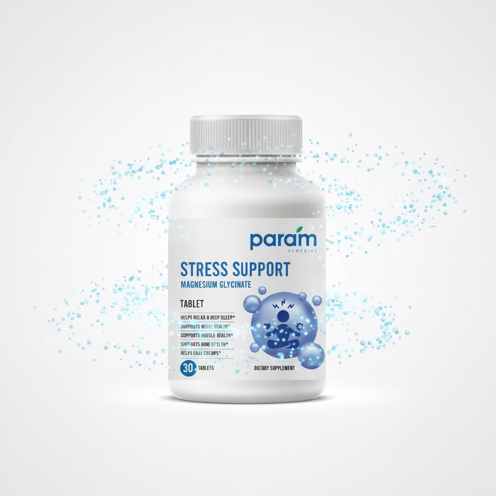 Param Remedies Stress Support – Magnesium Glycinate Tablets (30 Count)